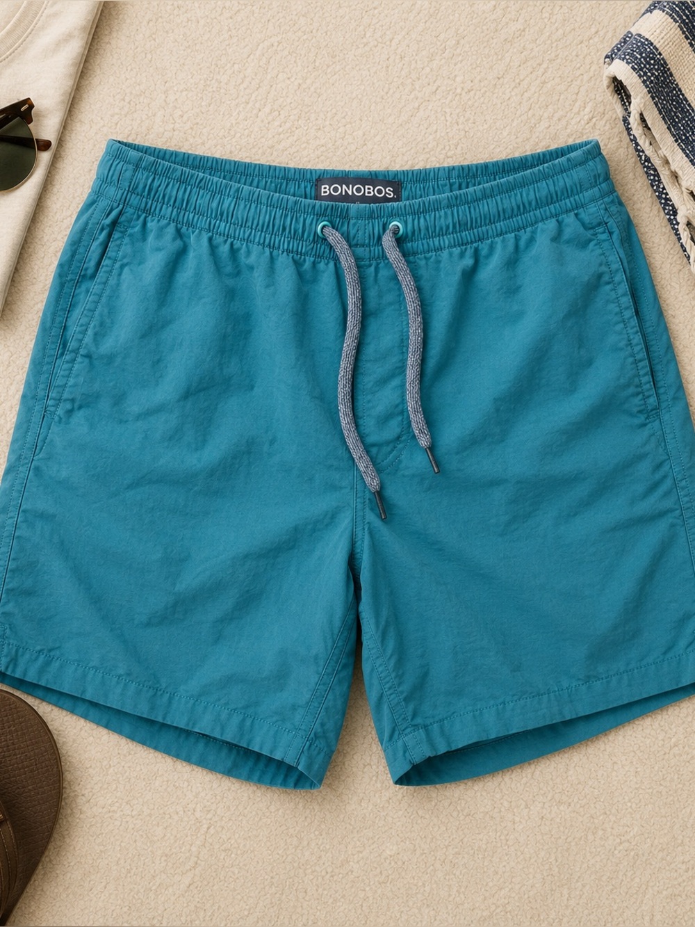 Bonobos Mens Swim Trunks Shorts Blue Drawstring Lined Casual Beach Swimwear 7”